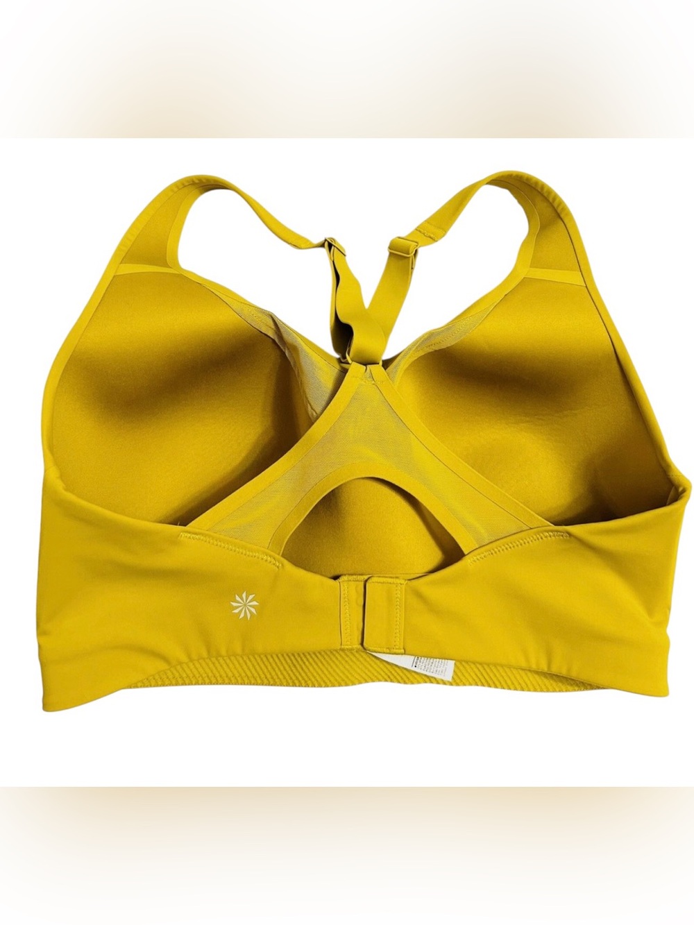 Athleta Advance Racerback Sports Bra Oxidized Yellow, 36DD - Picture 2 of 6